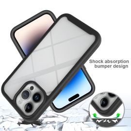 Étui antichoc 3 en 1 pour iPhone 15 Pro, Coque de protection en TPU+PC anti-rayures avec protecteur d'écran en PET 