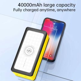 PSOOO PS-406 Power Bank Solaire 40000mAh PD22.5W | Chargeur Sans Fil 15W, 4 Ports USB