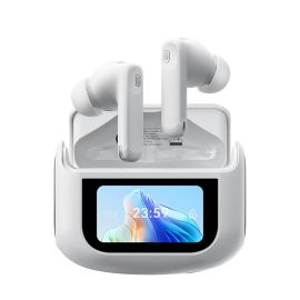 Écouteurs sans fil Blackview Airbuds 12 de couleur blanche avec écran tactile et Bluetooth 5.4