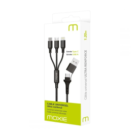 Câble 3-en-1 Nylon Tressé Fast Charge 3A – Type-C / USB-A vers Lightning / Micro-USB / USB-C