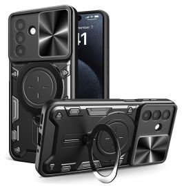 Coque de protection noire avec support annulaire et protection pour caméra pour Samsung Galaxy A17 / A26