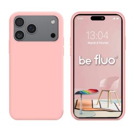 Coque de protection en silicone Moxie BeFluo pour iPhone 17 Pro Max de couleur rose clair, fine et élégante.