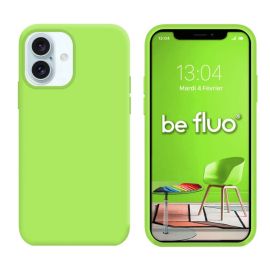 Coque de protection Moxie BeFluo pour iPhone 17 en silicone vert pomme, fine et légère avec un intérieur en microfibre.