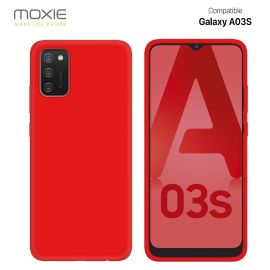 Coque en silicone rouge fluorescente, résistante aux chocs et aux rayures, avec intérieur en microfibre pour Samsung Galaxy A03s.