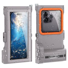 Un étui étanche gris pour iPhone 16 Pro Max / X / XR / XS Max / Samsung Galaxy S25 Ultra, compatible avec Bluetooth à une distance de 15 mètres, idéal pour la plongée.