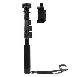 Monopode extensible noir pour selfie, adapté pour appareils photo et smartphones