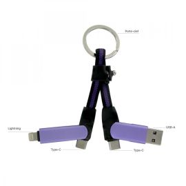 Porte-Clés Câble 5 en 1 Lilas – Aluminium & Nylon Multifonction