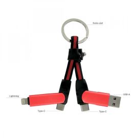 Porte-Clés Câble 5 en 1 Rouge – Aluminium & Nylon Multifonction